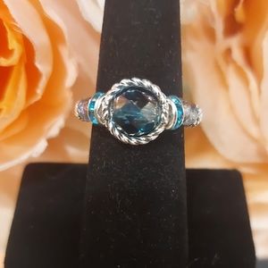 Handmade Blue Crystal Framed Beaded Ring. READ below for custom sizing 👇